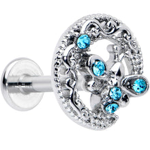 Load image into Gallery viewer, 16G 5/16 Blue Gem Lunar Dragonfly Internally Threaded Labret Tragus

