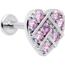 Load image into Gallery viewer, 16G 5/16 Pink CZ Gem Lattice Hear Internally Threaded Labret
