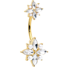 Load image into Gallery viewer, Clear Gem Gold Tone Star Power Double Mount Belly Ring
