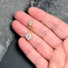 Load image into Gallery viewer, Clear Gem Gold Tone Star Power Double Mount Belly Ring
