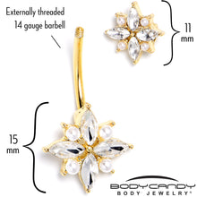 Load image into Gallery viewer, Clear Gem Gold Tone Star Power Double Mount Belly Ring
