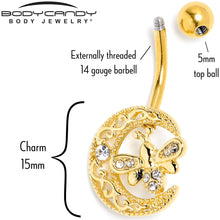 Load image into Gallery viewer, Clear Gem Gold Tone Lunar Dragonfly Belly Ring
