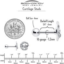Load image into Gallery viewer, 16G 1/4 Clear Gem Lunar Dragonfly Cartilage Tragus Earring
