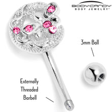 Load image into Gallery viewer, 16G 5/16 Pink Gem Lunar Dragonfly Curved Eyebrow Ring
