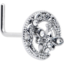 Load image into Gallery viewer, 20G 7mm Clear Gem Lunar Dragonfly L Shape Nose Ring
