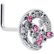 Load image into Gallery viewer, 20G 7mm Pink Gem Lunar Dragonfly L Shape Nose Ring
