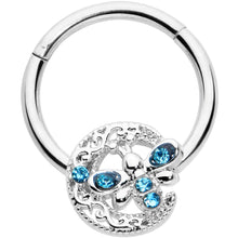 Load image into Gallery viewer, 16G 3/8 Blue Gem Lunar Dragonfly Hinged Segment Ring
