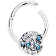 Load image into Gallery viewer, 16G 3/8 Blue Gem Lunar Dragonfly Hinged Segment Ring
