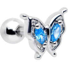 Load image into Gallery viewer, 16G 1/4 Blue Gem Fancy Fab Butterfly Cartilage Tragus Earring
