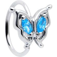 Load image into Gallery viewer, 20G 5/16 Blue Gem Fancy Fab Butterfly Nose Hoop
