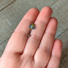 Load image into Gallery viewer, 16G 5/16 Clear CZ Gem Butterfly Love Bug Curved Eyebrow Ring
