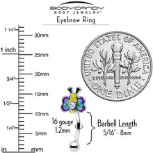 Load image into Gallery viewer, 16G 5/16 Clear CZ Gem Butterfly Love Bug Curved Eyebrow Ring
