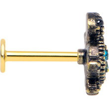 Load image into Gallery viewer, 16G 5/16 Blue Gem Gold Tone Sweet Sea Turtle Labret Monroe Tragus
