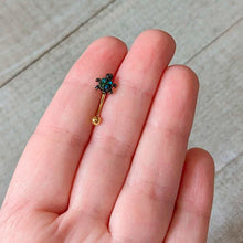 Load image into Gallery viewer, 16G 5/16 Blue Gem Gold Tone Sweet Sea Turtle Curved Eyebrow Ring
