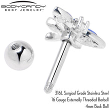 Load image into Gallery viewer, 16G 1/4 Blue CZ Gem Dragonfly Style Cartilage Tragus Earring
