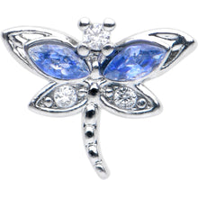 Load image into Gallery viewer, 16G 5/16 Blue CZ Gem Dragonfly Style Labret Monroe Tragus
