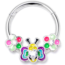 Load image into Gallery viewer, 16G 3/8 Clear CZ Gem Butterfly Love Bug Hinged Segment Ring
