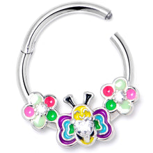 Load image into Gallery viewer, 16G 3/8 Clear CZ Gem Butterfly Love Bug Hinged Segment Ring
