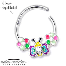 Load image into Gallery viewer, 16G 3/8 Clear CZ Gem Butterfly Love Bug Hinged Segment Ring
