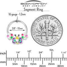 Load image into Gallery viewer, 16G 3/8 Clear CZ Gem Butterfly Love Bug Hinged Segment Ring
