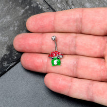 Load image into Gallery viewer, Clear Gem Happy Mushroom Red Green Belly Ring
