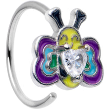 Load image into Gallery viewer, 20G 5/16 Clear CZ Gem Butterfly Love Bug Nose Hoop

