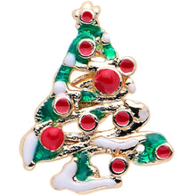 Load image into Gallery viewer, 16G 1/4 Gold Tone Snowy Christmas Tree Holiday Labret Monroe Tragus
