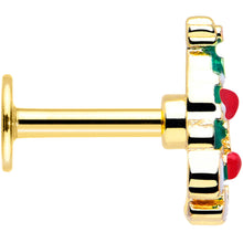 Load image into Gallery viewer, 16G 1/4 Gold Tone Snowy Christmas Tree Holiday Labret Monroe Tragus
