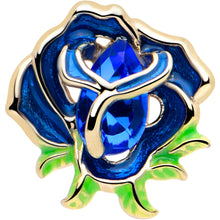 Load image into Gallery viewer, 16G 5/16 Blue Gem Gold Tone Deep Blue Flower Labret Monroe Tragus
