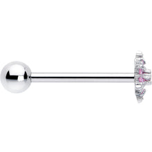Load image into Gallery viewer, Pink CZ Gem Snowflake Glam Barbell Tongue Ring
