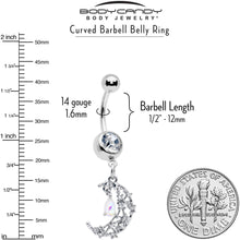 Load image into Gallery viewer, White Clear Gem Constellation Moon Dangle Belly Ring
