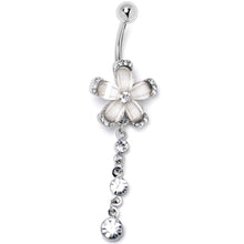Load image into Gallery viewer, Clear Gem Retro Flower Glamour Dangle Belly Ring
