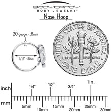 Load image into Gallery viewer, 20G 5/16 Clear Gem Heavenly Heart Angel Wing Blue Nose Hoop

