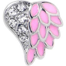Load image into Gallery viewer, 20G 5/16 Clear Gem Heavenly Heart Angel Wing Pink Nose Hoop
