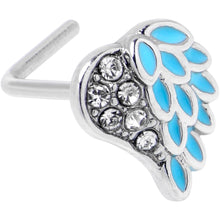 Load image into Gallery viewer, 20G 7mm Clear Gem Heavenly Heart Angel Wing Blue L Shape Nose Ring
