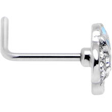 Load image into Gallery viewer, 20G 7mm Clear Gem Heavenly Heart Angel Wing Blue L Shape Nose Ring
