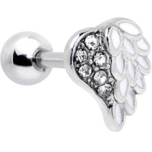 Load image into Gallery viewer, 16G 1/4 Clear Gem Heavenly Heart Angel Wing White Cartilage Stud
