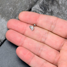 Load image into Gallery viewer, 16G 1/4 Clear Gem Heavenly Heart Angel Wing White Cartilage Stud
