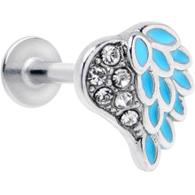 Load image into Gallery viewer, 16G 5/16 Clear Gem Heavenly Heart Angel Wing Blue Labret Tragus
