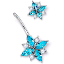Load image into Gallery viewer, Blue Gem Star Power Double Mount Belly Ring
