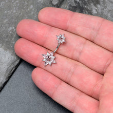 Load image into Gallery viewer, Pink Gem Star Power Double Mount Belly Ring
