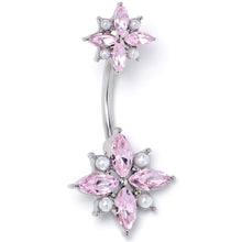 Load image into Gallery viewer, Pink Gem Star Power Double Mount Belly Ring
