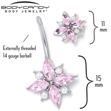Load image into Gallery viewer, Pink Gem Star Power Double Mount Belly Ring
