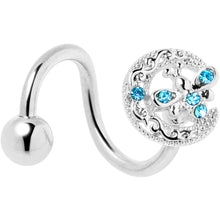 Load image into Gallery viewer, Blue Gem Lunar Dragonfly Spiral Twister Belly Ring
