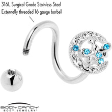 Load image into Gallery viewer, Blue Gem Lunar Dragonfly Spiral Twister Belly Ring
