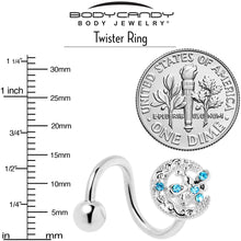 Load image into Gallery viewer, Blue Gem Lunar Dragonfly Spiral Twister Belly Ring
