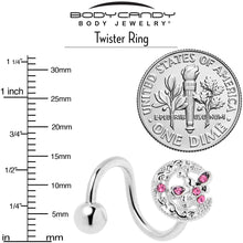 Load image into Gallery viewer, Pink Gem Lunar Dragonfly Spiral Twister Belly Ring

