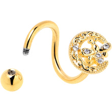 Load image into Gallery viewer, Clear Gem Gold Tone Lunar Dragonfly Spiral Twister Belly Ring

