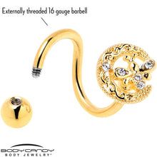 Load image into Gallery viewer, Clear Gem Gold Tone Lunar Dragonfly Spiral Twister Belly Ring
