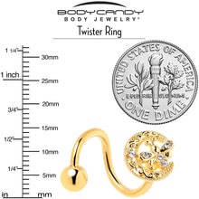 Load image into Gallery viewer, Clear Gem Gold Tone Lunar Dragonfly Spiral Twister Belly Ring
